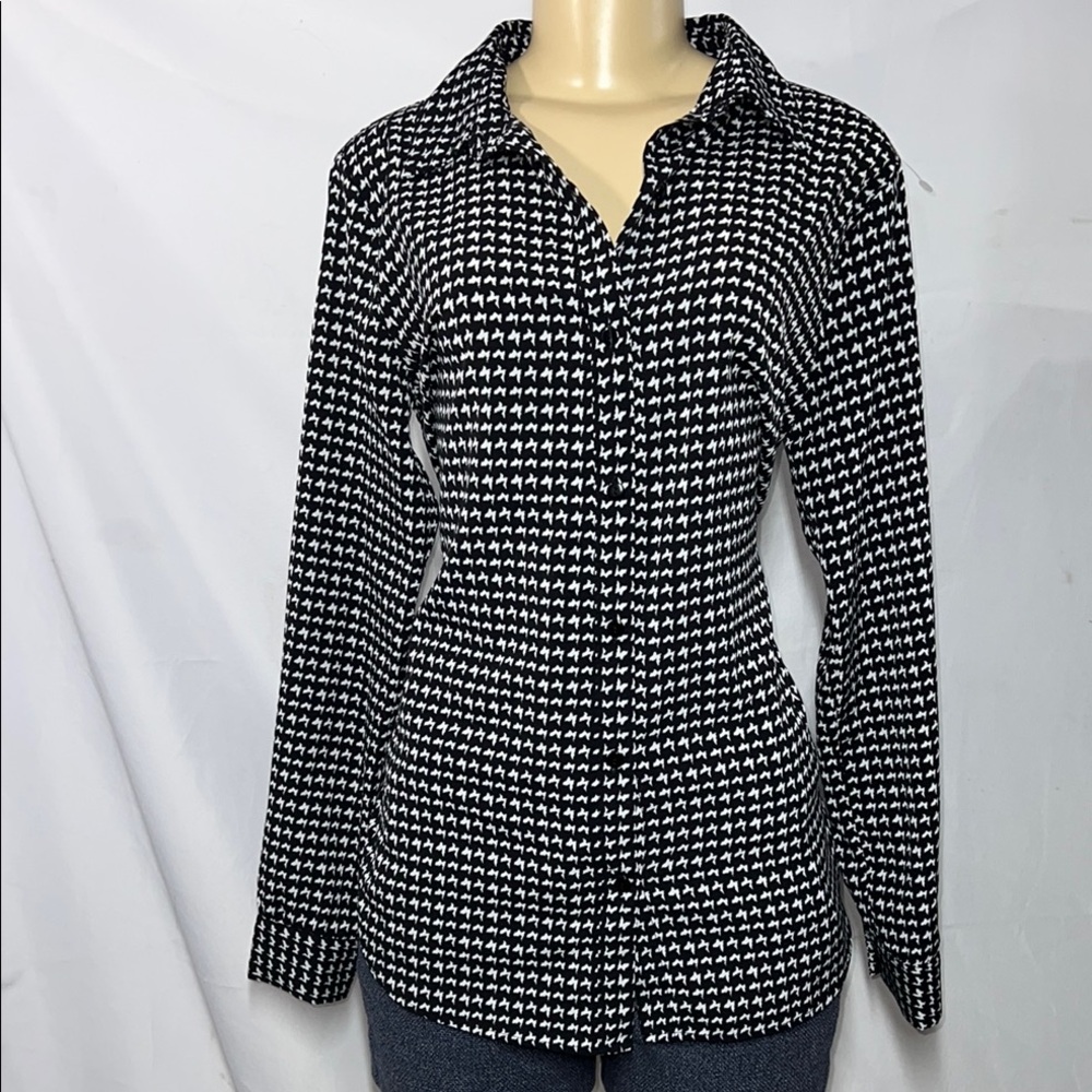 Jaclyn smith Black and White Houndstooth Women's Top ZS M